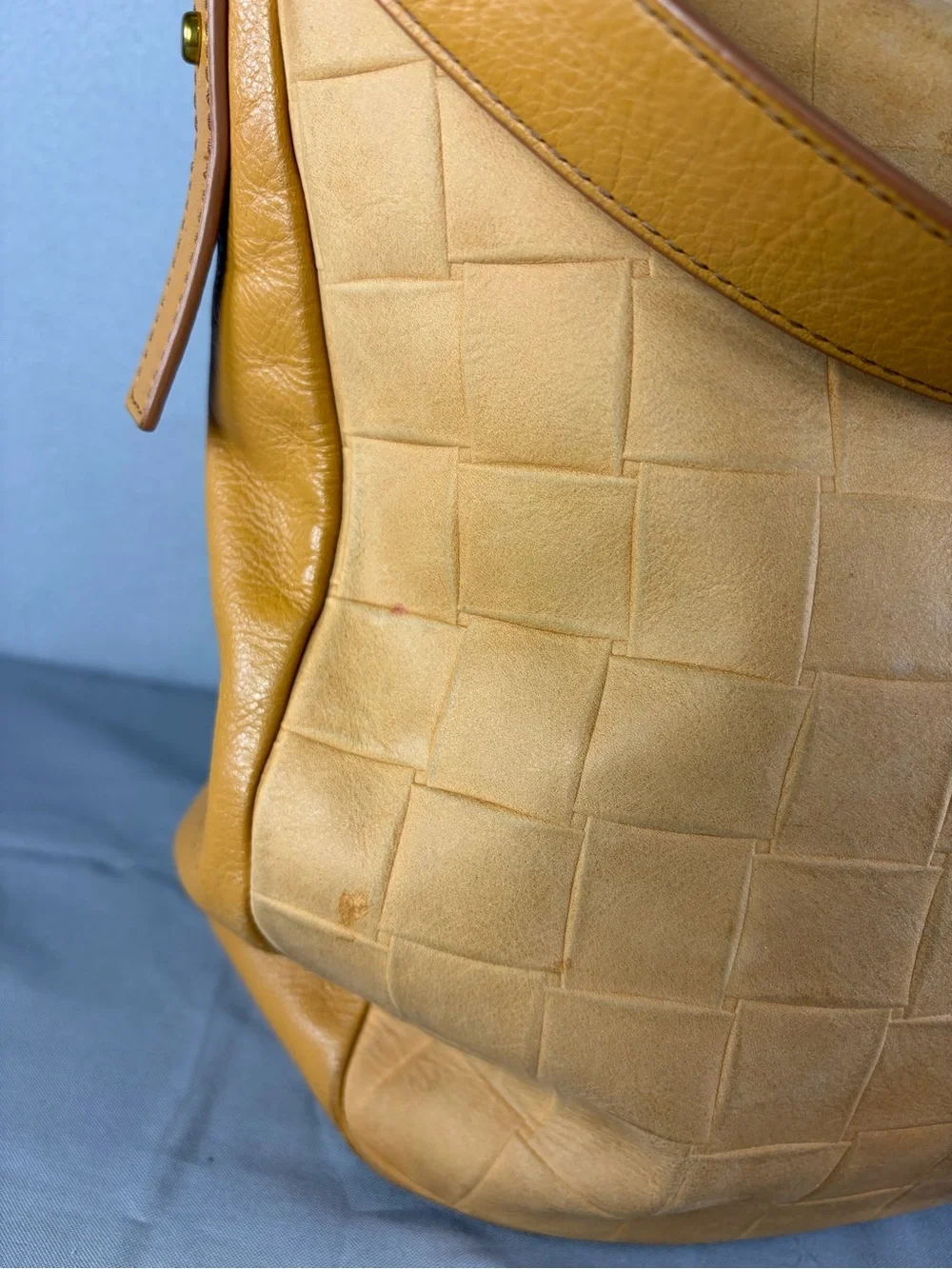 Fossil Jolie Woven Leather Hobo with Navy Tassel Accent